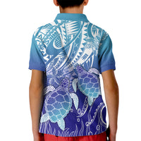 Polynesia Sea Turtle Kid Polo Shirt Happy Valentine Day Polynesian - Dark Cyan LT14 - Polynesian Pride