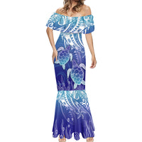 Polynesia Sea Turtle Mermaid Dress Happy Valentine Day Polynesian - Dark Cyan LT14 - Polynesian Pride