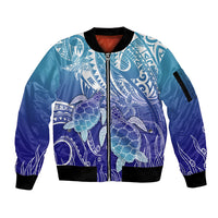 Polynesia Sea Turtle Sleeve Zip Bomber Jacket Happy Valentine Day Polynesian - Dark Cyan LT14 Unisex Dark Cyan - Polynesian Pride