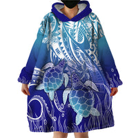 Polynesia Sea Turtle Wearable Blanket Hoodie Happy Valentine Day Polynesian - Dark Cyan LT14 - Polynesian Pride