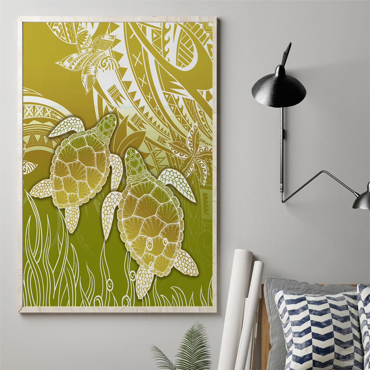 Polynesia Sea Turtle Canvas Wall Art Happy Valentine Day Polynesian - Gold LT14 - Polynesian Pride