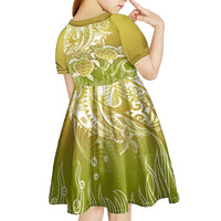 Polynesia Sea Turtle Kid Short Sleeve Dress Happy Valentine Day Polynesian - Gold LT14 - Polynesian Pride
