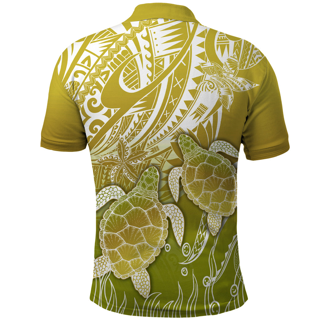 Polynesia Sea Turtle Polo Shirt Happy Valentine Day Polynesian - Gold LT14 - Polynesian Pride