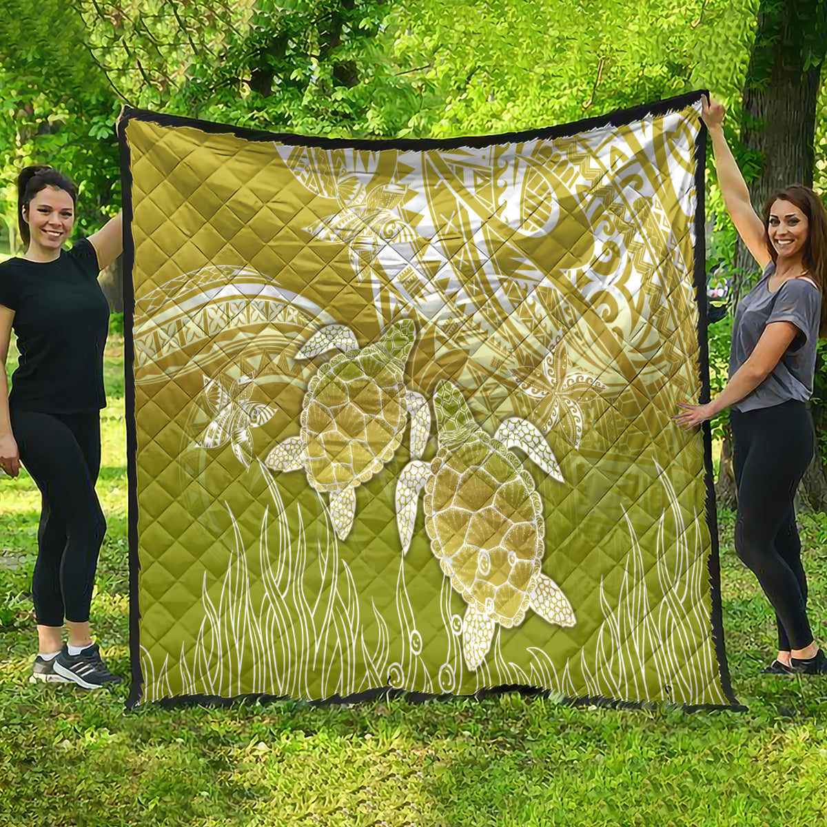 Polynesia Sea Turtle Quilt Happy Valentine Day Polynesian - Gold LT14 - Polynesian Pride