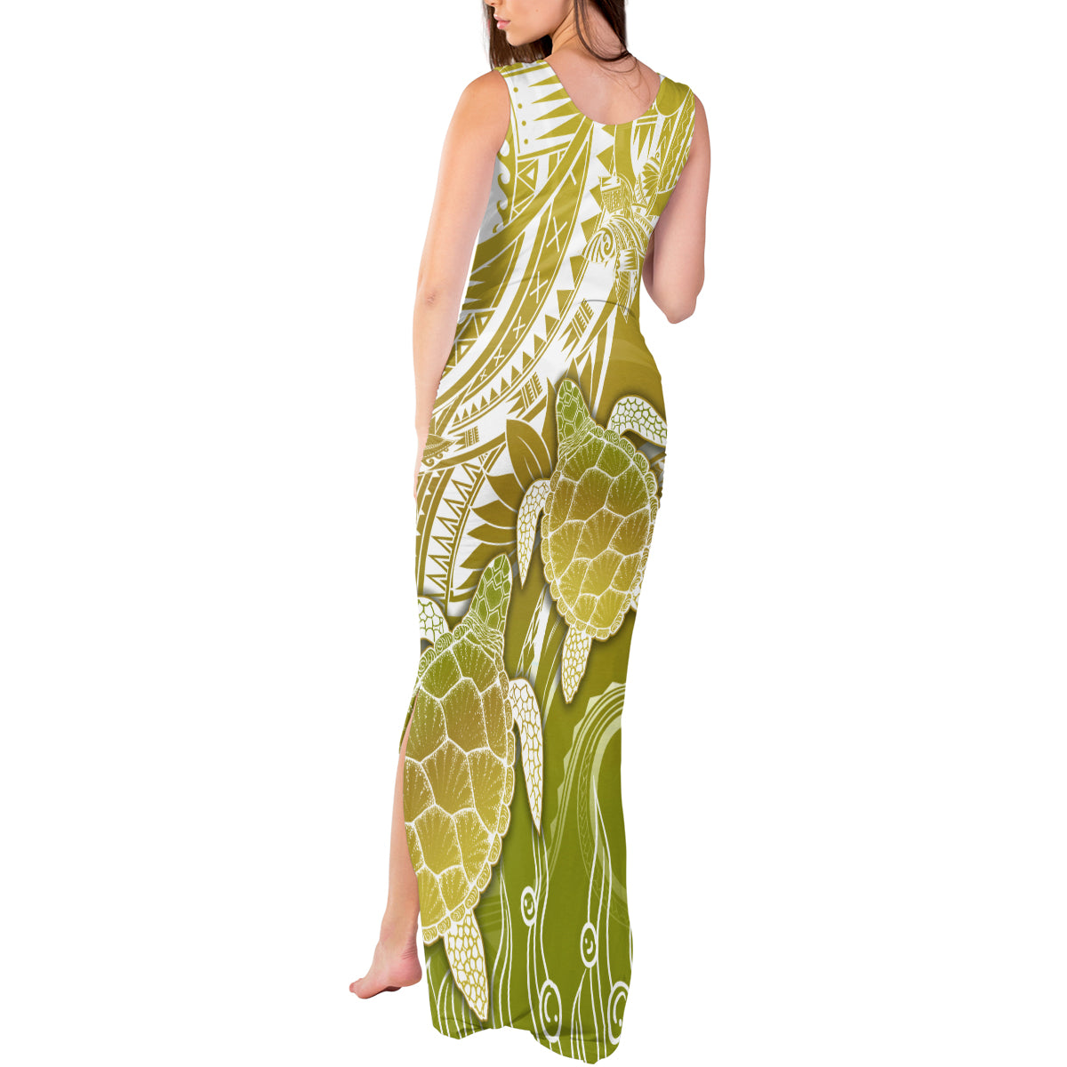 Polynesia Sea Turtle Tank Maxi Dress Happy Valentine Day Polynesian - Gold LT14 - Polynesian Pride