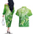 Polynesia Sea Turtle Couples Matching Off The Shoulder Long Sleeve Dress and Hawaiian Shirt Happy Valentine Day Polynesian - Green LT14 - Polynesian Pride