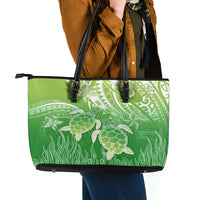 Polynesia Sea Turtle Leather Tote Bag Happy Valentine Day Polynesian - Green LT14 - Polynesian Pride