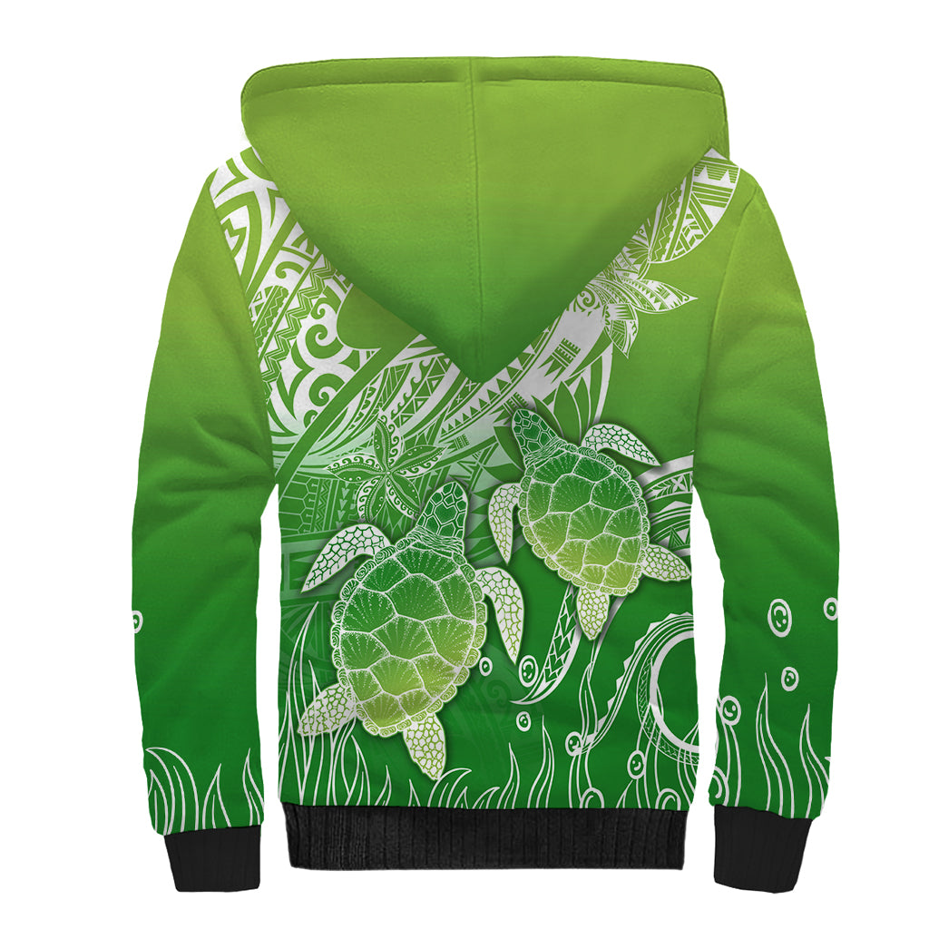 Polynesia Sea Turtle Sherpa Hoodie Happy Valentine Day Polynesian - Green LT14 - Polynesian Pride