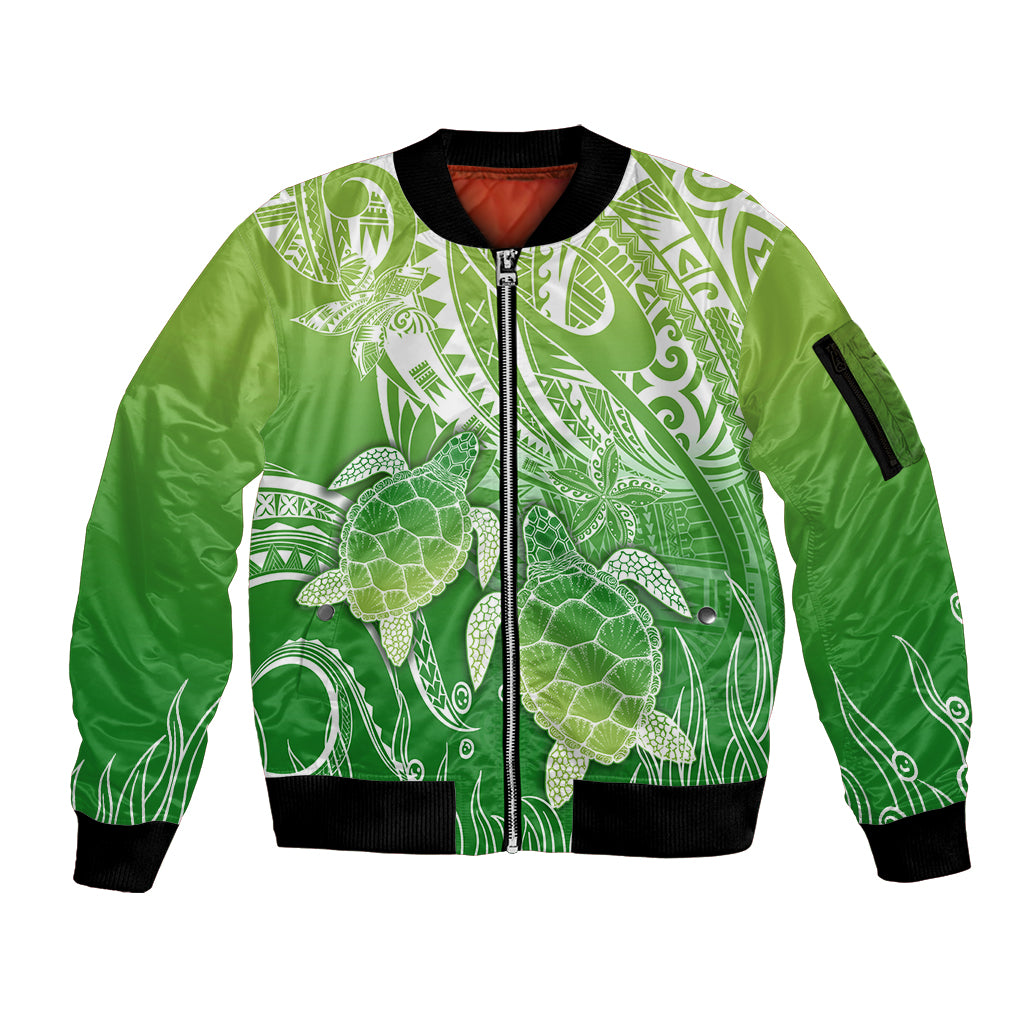 Polynesia Sea Turtle Sleeve Zip Bomber Jacket Happy Valentine Day Polynesian - Green LT14 Unisex Green - Polynesian Pride