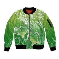 Polynesia Sea Turtle Sleeve Zip Bomber Jacket Happy Valentine Day Polynesian - Green LT14 Unisex Green - Polynesian Pride