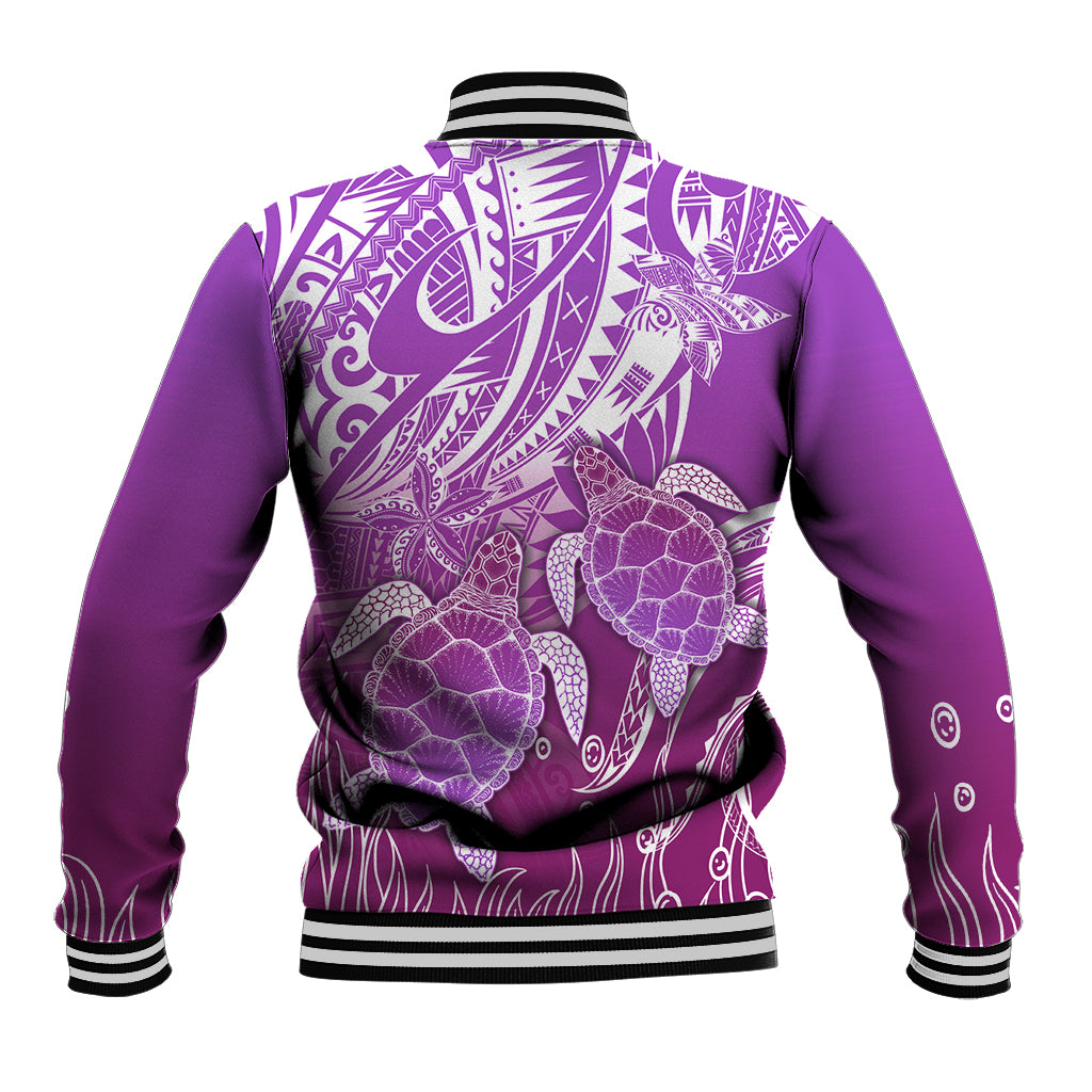 Polynesia Valentine Day Baseball Jacket Polynesian Sea Turtle Purple Version LT14 - Polynesian Pride