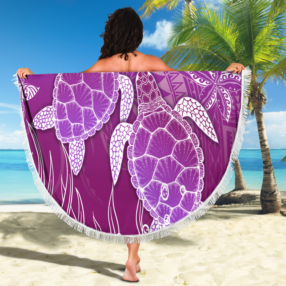 Polynesia Valentine Day Beach Blanket Polynesian Sea Turtle Purple Version LT14 - Polynesian Pride
