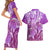 Polynesia Valentine Day Couples Matching Short Sleeve Bodycon Dress and Hawaiian Shirt Polynesian Sea Turtle Purple Version LT14 - Polynesian Pride