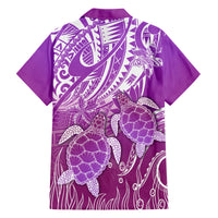 Polynesia Valentine Day Family Matching Summer Maxi Dress and Hawaiian Shirt Polynesian Sea Turtle Purple Version LT14 - Polynesian Pride