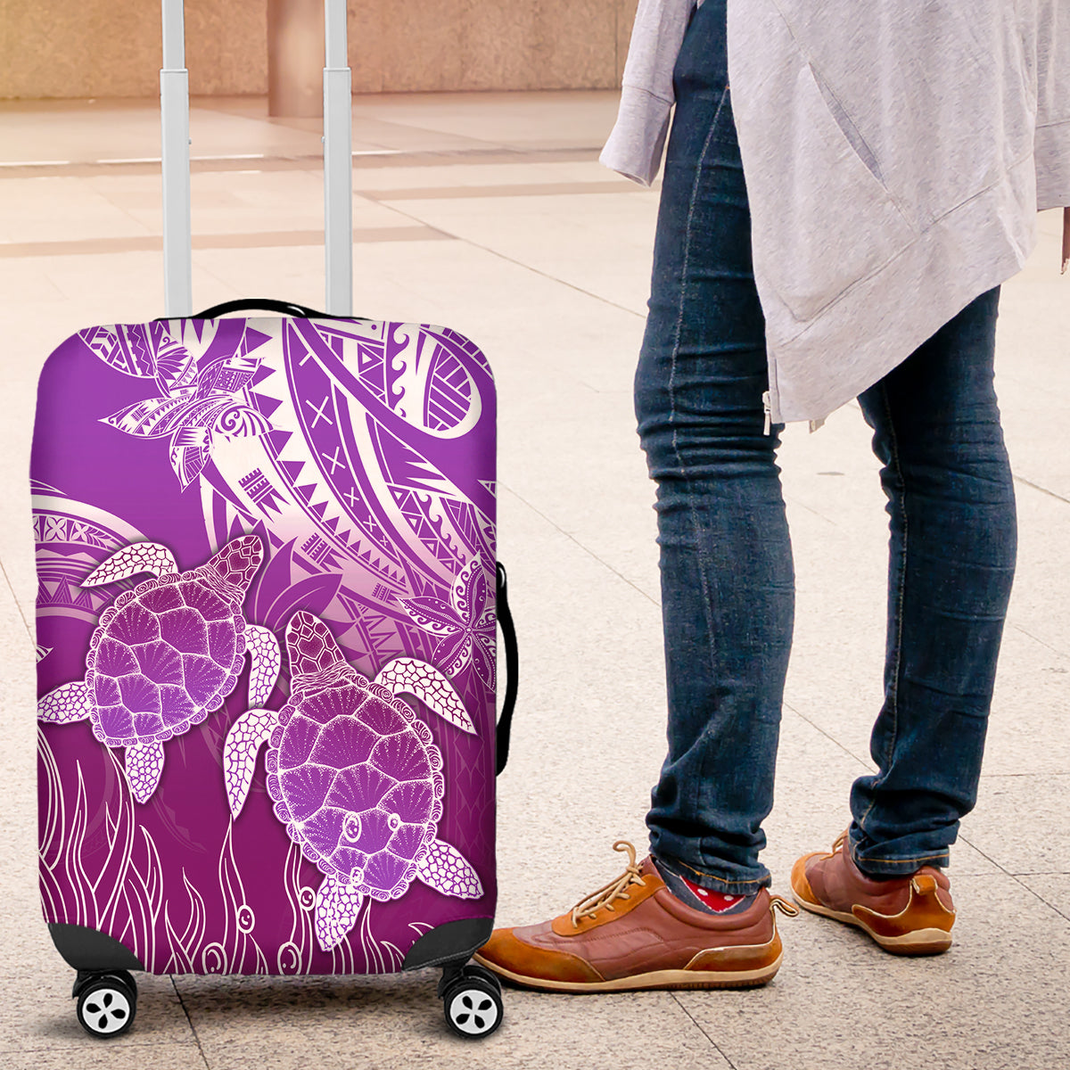 Polynesia Valentine Day Luggage Cover Polynesian Sea Turtle Purple Version LT14 Purple - Polynesian Pride
