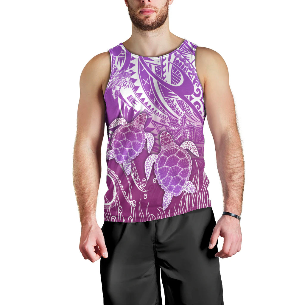 Polynesia Valentine Day Men Tank Top Polynesian Sea Turtle Purple Version LT14 - Polynesian Pride