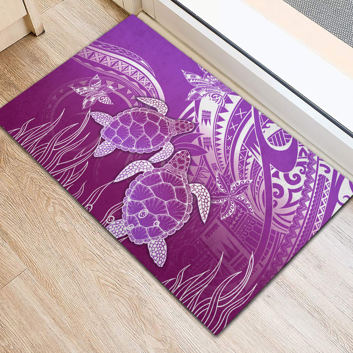 Polynesia Valentine Day Rubber Doormat Polynesian Sea Turtle Purple Version LT14 - Polynesian Pride
