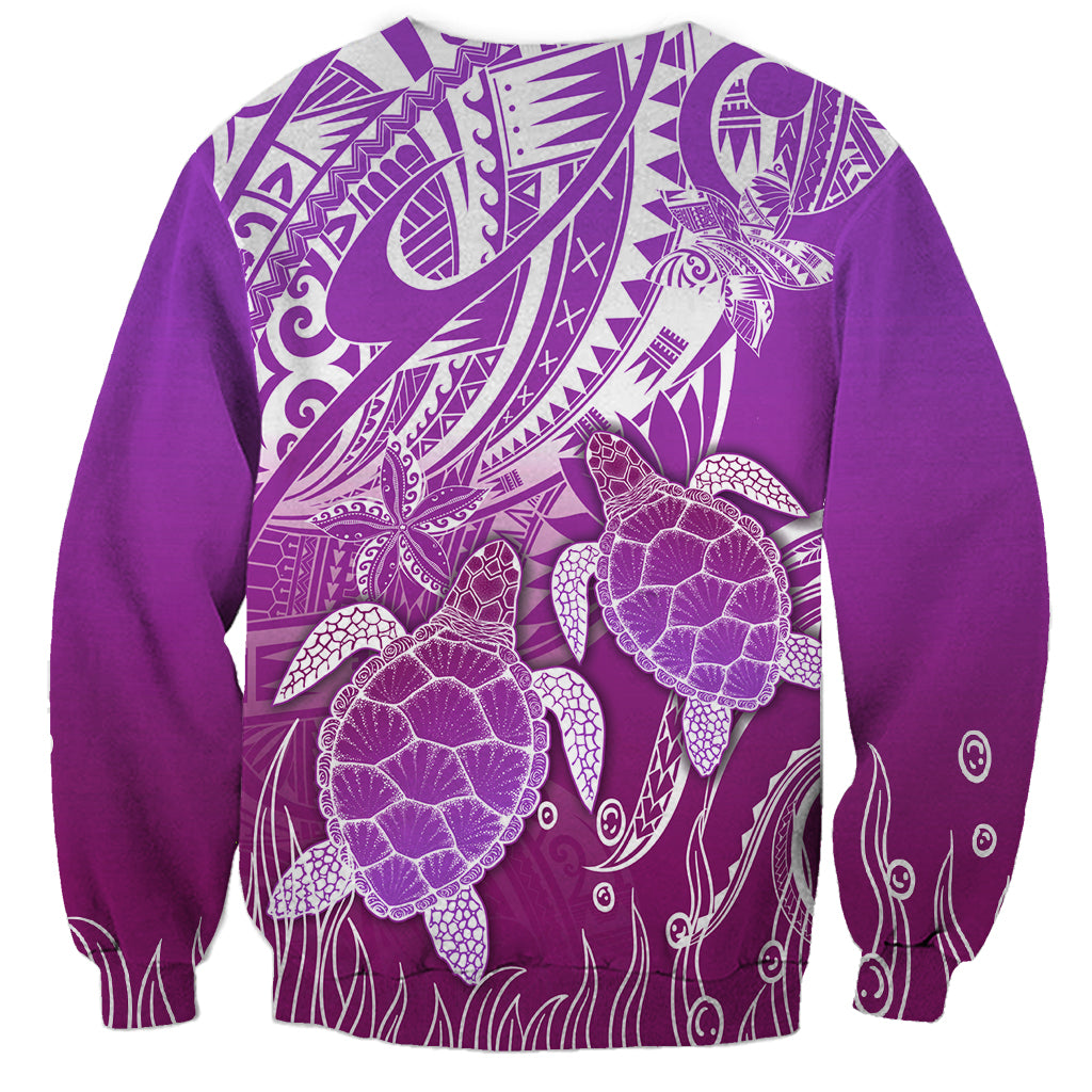 Polynesia Valentine Day Sweatshirt Polynesian Sea Turtle Purple Version LT14 - Polynesian Pride