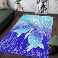 Polynesia Valentine Day Area Rug Polynesian Sea Turtle Turquoise Version LT14 Turquoise - Polynesian Pride