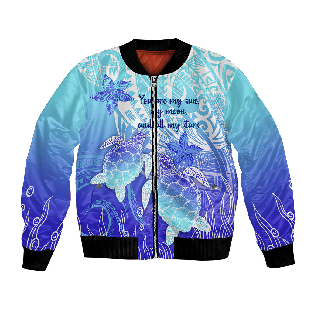 Polynesia Valentine Day Bomber Jacket Polynesian Sea Turtle Turquoise Version LT14 Unisex Turquoise - Polynesian Pride