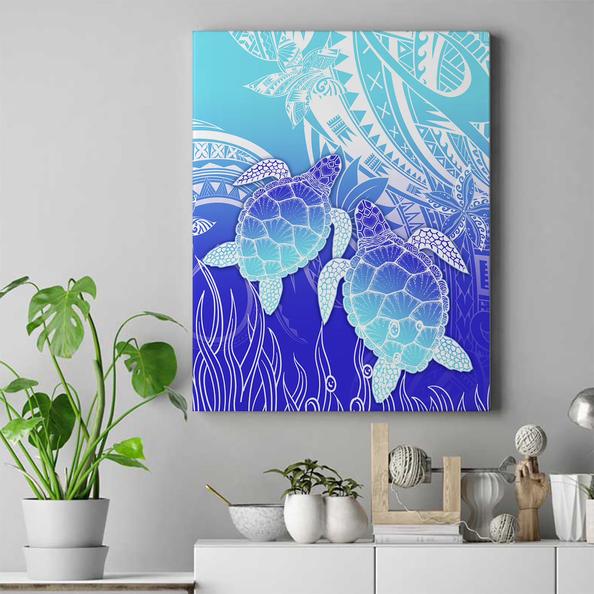 Polynesia Valentine Day Canvas Wall Art Polynesian Sea Turtle Turquoise Version LT14 Turquoise - Polynesian Pride