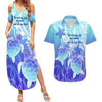 Polynesia Valentine Day Couples Matching Summer Maxi Dress and Hawaiian Shirt Polynesian Sea Turtle Turquoise Version LT14 Turquoise - Polynesian Pride