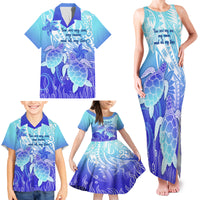 Polynesia Valentine Day Family Matching Tank Maxi Dress and Hawaiian Shirt Polynesian Sea Turtle Turquoise Version LT14 - Polynesian Pride