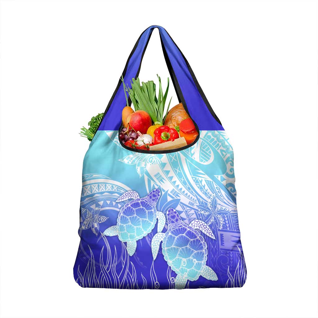 Polynesia Valentine Day Grocery Bag Polynesian Sea Turtle Turquoise Version