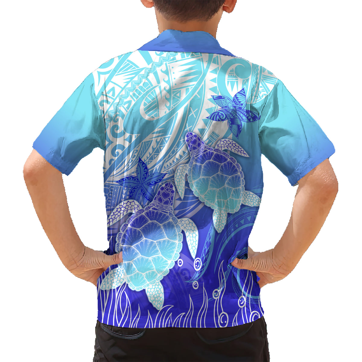 Polynesia Valentine Day Kid Hawaiian Shirt Polynesian Sea Turtle Turquoise Version LT14 - Polynesian Pride