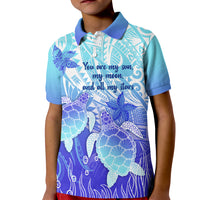 Polynesia Valentine Day Kid Polo Shirt Polynesian Sea Turtle Turquoise Version LT14 Kid Turquoise - Polynesian Pride