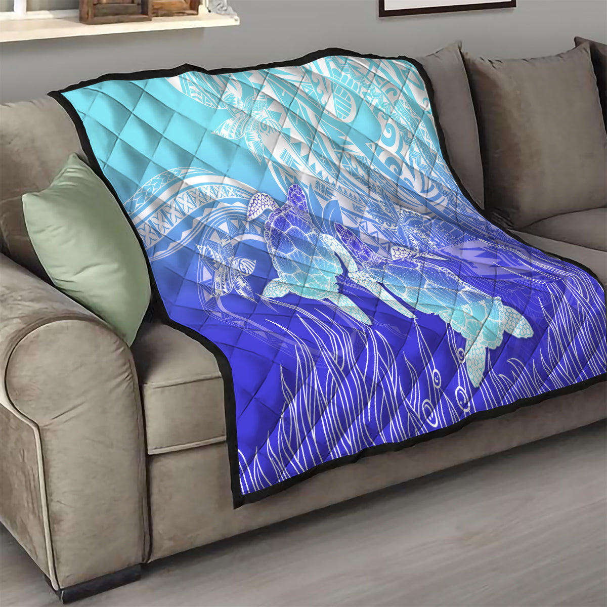 Polynesia Valentine Day Quilt Polynesian Sea Turtle Turquoise Version LT14 - Polynesian Pride