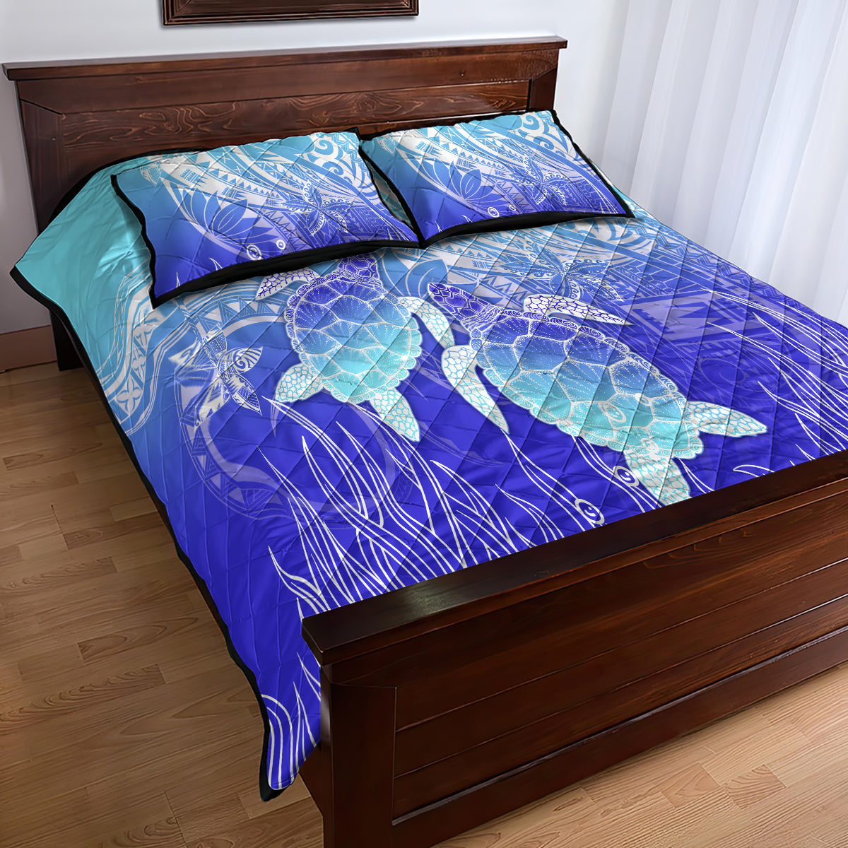 Polynesia Valentine Day Quilt Bed Set Polynesian Sea Turtle Turquoise Version LT14 - Polynesian Pride