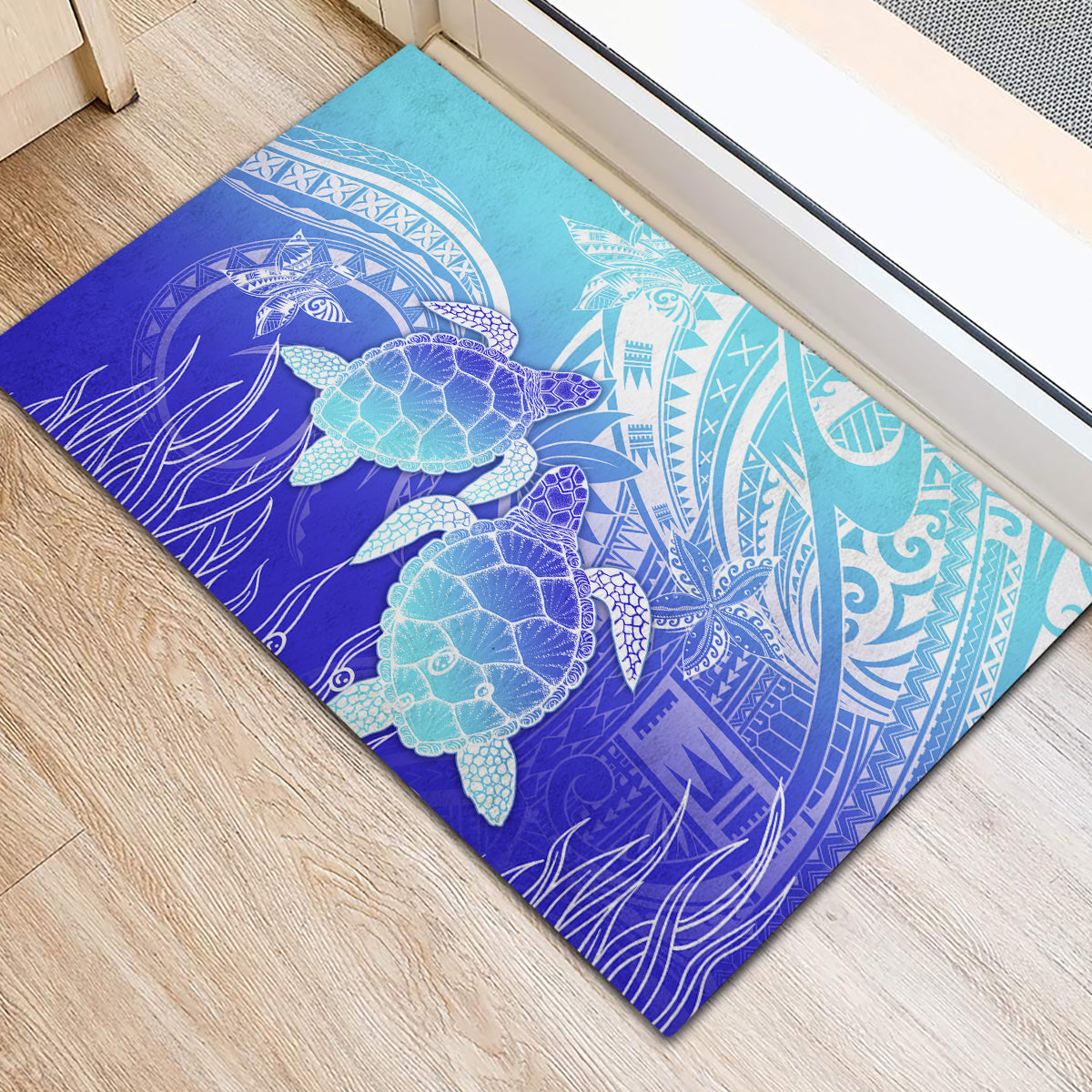 Polynesia Valentine Day Rubber Doormat Polynesian Sea Turtle Turquoise Version LT14 - Polynesian Pride