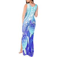 Polynesia Valentine Day Tank Maxi Dress Polynesian Sea Turtle Turquoise Version LT14 - Polynesian Pride