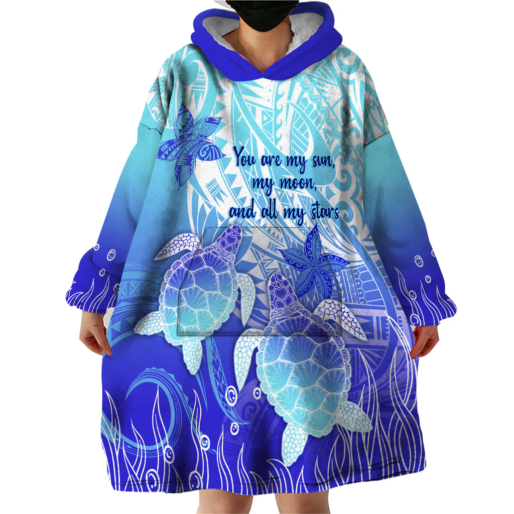 Polynesia Valentine Day Wearable Blanket Hoodie Polynesian Sea Turtle Turquoise Version LT14 - Polynesian Pride