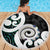 Aotearoa Koru Beach Blanket Cyan Maori Paua Shell Mix Silver Fern