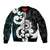 Aotearoa Koru Bomber Jacket Cyan Maori Paua Shell Mix Silver Fern