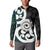 Aotearoa Koru Button Sweatshirt Cyan Maori Paua Shell Mix Silver Fern