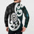 Aotearoa Koru Button Sweatshirt Cyan Maori Paua Shell Mix Silver Fern