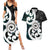 Aotearoa Koru Couples Matching Summer Maxi Dress and Hawaiian Shirt Cyan Maori Paua Shell Mix Silver Fern