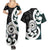 Aotearoa Koru Couples Matching Summer Maxi Dress and Hawaiian Shirt Cyan Maori Paua Shell Mix Silver Fern