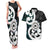 Aotearoa Koru Couples Matching Tank Maxi Dress and Hawaiian Shirt Cyan Maori Paua Shell Mix Silver Fern