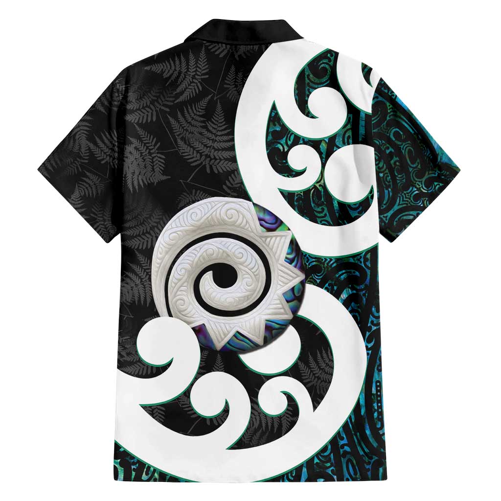 Aotearoa Koru Family Matching Long Sleeve Bodycon Dress and Hawaiian Shirt Cyan Maori Paua Shell Mix Silver Fern LT14 - Polynesian Pride