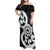 Aotearoa Koru Family Matching Off Shoulder Maxi Dress and Hawaiian Shirt Cyan Maori Paua Shell Mix Silver Fern