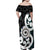 Aotearoa Koru Family Matching Off Shoulder Maxi Dress and Hawaiian Shirt Cyan Maori Paua Shell Mix Silver Fern