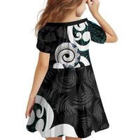 Aotearoa Koru Family Matching Puletasi and Hawaiian Shirt Cyan Maori Paua Shell Mix Silver Fern LT14 - Polynesian Pride