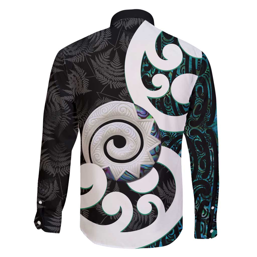 Aotearoa Koru Family Matching Puletasi and Hawaiian Shirt Cyan Maori Paua Shell Mix Silver Fern LT14 - Polynesian Pride