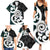 Aotearoa Koru Family Matching Summer Maxi Dress and Hawaiian Shirt Cyan Maori Paua Shell Mix Silver Fern