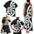 Aotearoa Koru Family Matching Tank Maxi Dress and Hawaiian Shirt Cyan Maori Paua Shell Mix Silver Fern