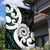 Aotearoa Koru Garden Flag Cyan Maori Paua Shell Mix Silver Fern